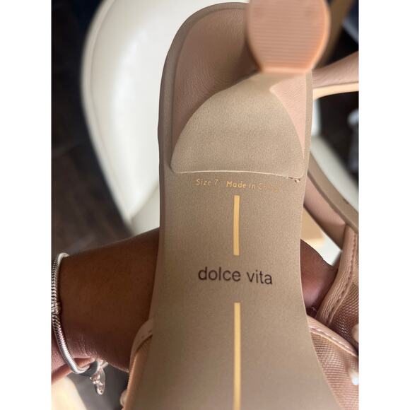 Dolce Vita Meeza Imitation Pearl Sandal in Blush mesh 7 - Picture 4 of 4